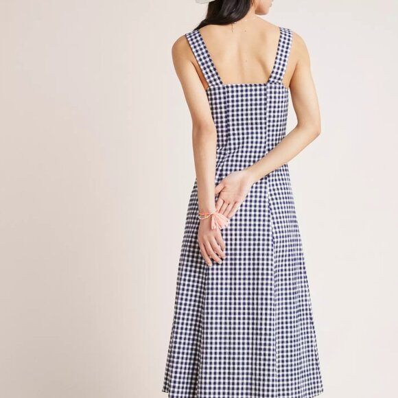 NWOT New Anthropologie Women's Gingham Midi Dress 4 Petite Seen Worn Kept Straps - Picture 2 of 8